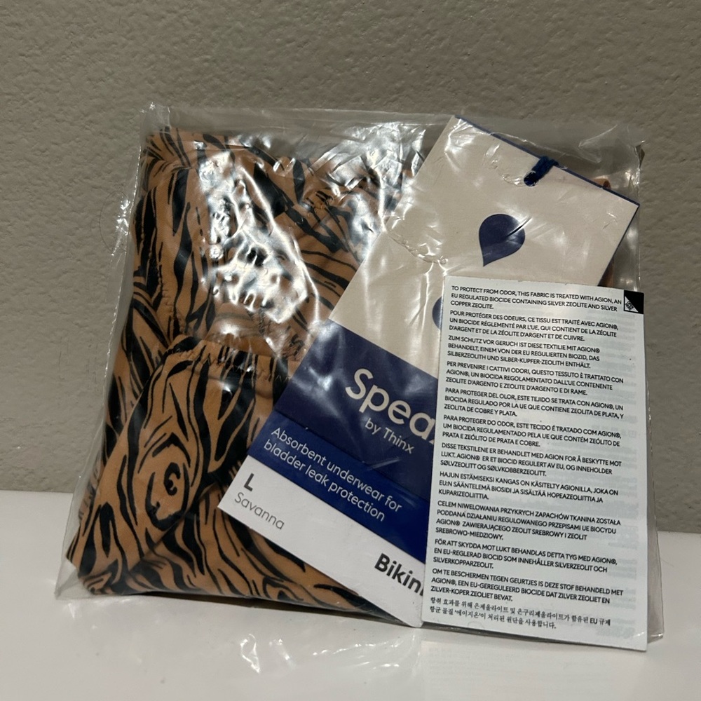 Speax by Thinx Bikini Underwear Large Tiger Print Period Bladder Leaking